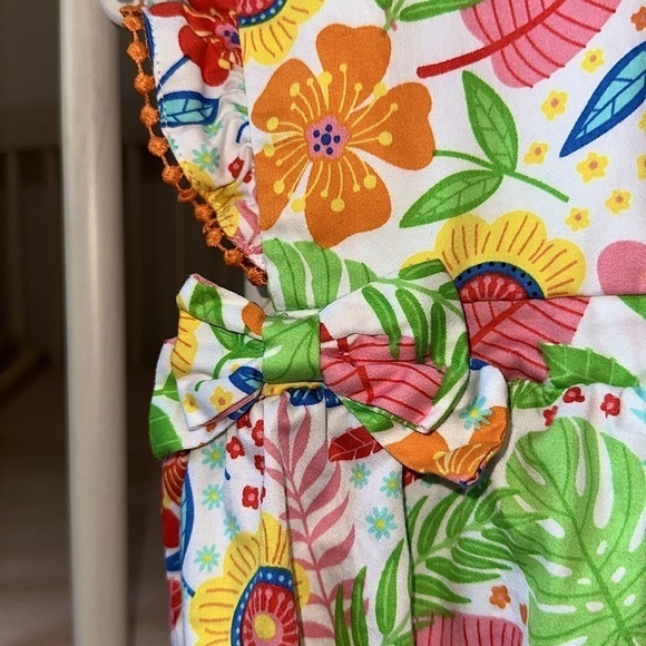 Good Lad Adorable Baby Girl Bubble Romper Colorful Floral Tropical Summer Ruffle - Picture 4 of 8